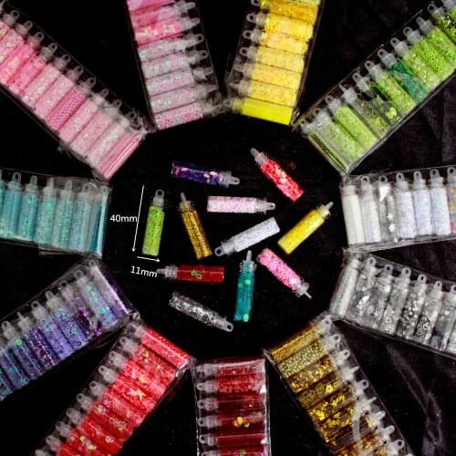 12 bottle Assorted Glitters Cosmetic Makeup Decor Nail DIY Resin Jewelry Accessories Fillers Phone Case Decoden Sequins Sparkles