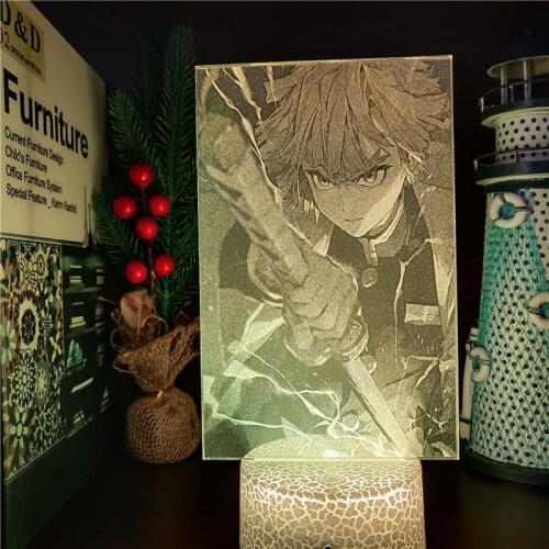Demon Slayer Zenitsu 3D ANIME LAMP Nightlights 7 Color Changing Kimetsu No Yaiba Lampara Led For Bedroom Decor