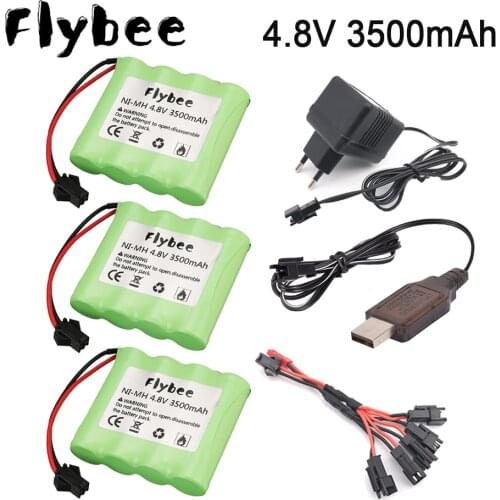 4.8v 3500mah NiMH Battery with Charger cable For Rc toys Cars Tanks Robots Boats Guns Ni-MH AA 4.8V high capacity Battery Pack