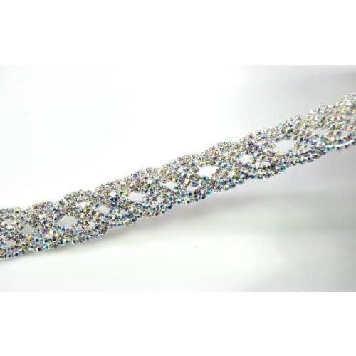 5Yards AB Crystal Chain Silver Gold AB Rhinestone Chain Trims For Dress Belt Decoration DIY Crafts Supplies