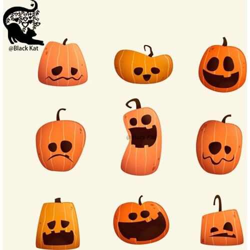 9Pcs Funny Pumpkin Cutting Dies Halloween Mood Grimace Set Metal Stencil For DIY Scrapbooking Craft