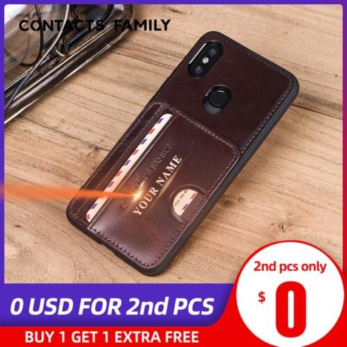 CONTACTS FAMILY Genuine Leather Luxury Cell Phone Case For Xiaomi Mi8 Stand Design With Card Slot For Xiaomi 8 Wallet Back Case