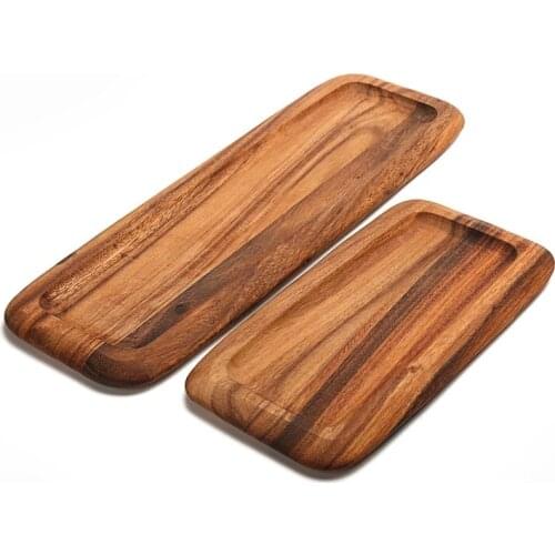 Wood Bread Fruit Dishes Saucer Tea Tray Pan Plate Dessert Dinner Plates Rectangle