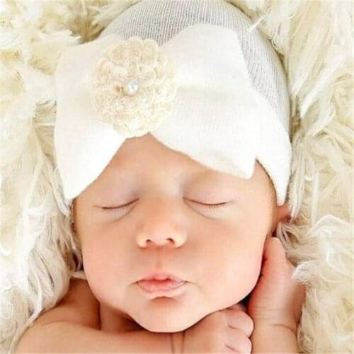 Baby Hat Big Floral Bow Newborn Baby Girls Hats Baby Girls Caps Childrens Spring Autumn Hats For Girls Kids Accessories 0-6m