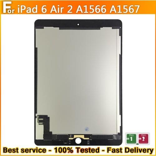 Original For iPad Apple iPad 6 Air 2 A1567 A1566 LCD Display Touch Screen LCD Assembly Digitizer Replacement 100%Test