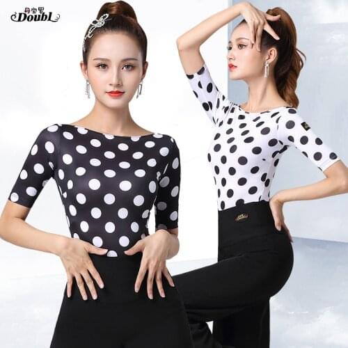 Doubl New Arrival Adult Latin Dance Top Female Ballroom Dancing Garment Girls Square Dancers Clothes Performance Dance Suit slim
