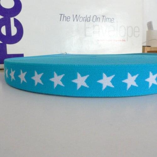 27 Yards 3/4'' 20mm AQUA COLOR Star Print Jacquard Underwear Elastic Tape