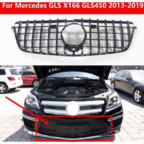 Chrome/Black For GTR GT Style X166 Grill Front Bumper GT Grill Grille For Mercedes Benz GLS-Class X166 GLS450 2013-2019