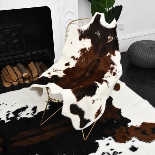 Cow Print Rug Faux Cowskin Animal Carpet Cute Fur Rug for Living Room 110x95cm/43.3''x37.4