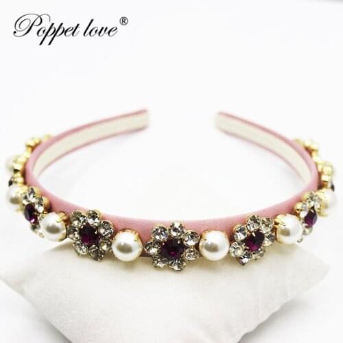 2019 Fashion Flower Girl Hair Accessories Wedding Fabric Flower Crown Headband Pink Romantic Bride Hairbands