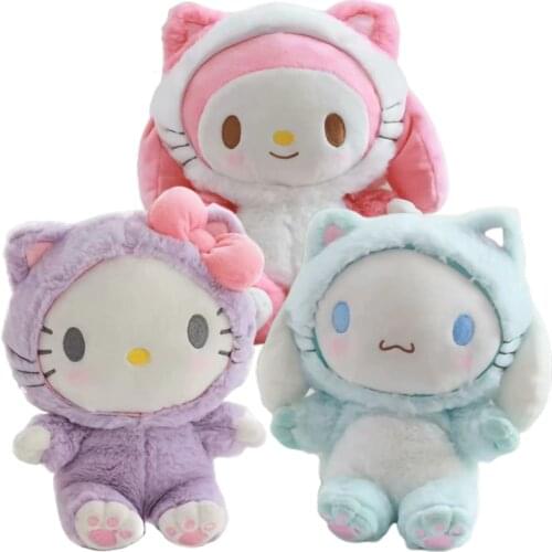 My Melody 20 Cm Cinnamorol Kitty Soft Stuffed Plush Dolls Cute Anime Kawali Dogs Cats Decorate Bags Adult Kids Girls Gift Toys