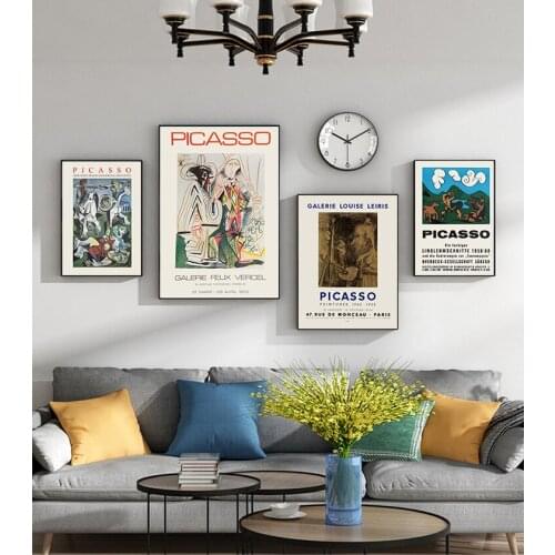 Museum Gallery Wall Art Picture Home Decor Abstract Vintage Painting Pablo Picasso Exhibition Canvas Posters and Prints