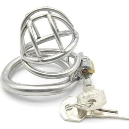 Stainless Steel Male Man Chastity CBT Slave Gay Restraint Cuckold Penis Cage Small Size Metal Curved Cage with Lock BDSM Sex Toy