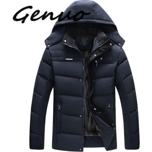 Geneuo New Winter Jacket Men -Thicken Warm Men Parkas Hooded Fleece Mans Jackets Outwear Cotton Coat Parka Jaqueta Masculina