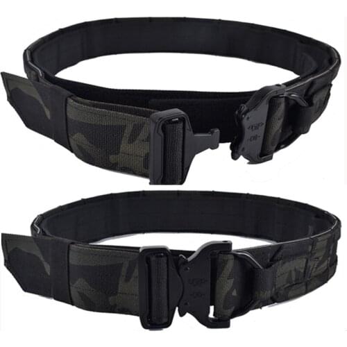 New Black MC Camouflage 2-inch Tactical Shooting Belt MOLLE System CS Hunting Double Belt