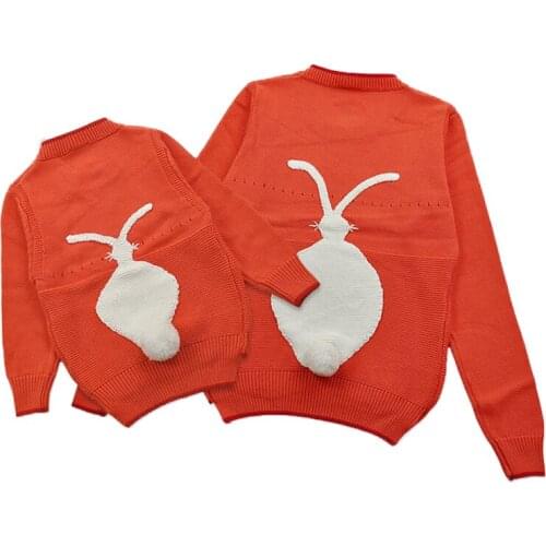 Mother And Daughter Clothes Girls Cotton Knitted Sweater Baby Girl Cute Punny Family Matching Outerwear Toddler Girls Sweaters