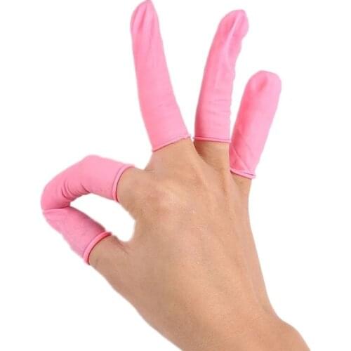 100 Pcs Disposable Finger Cover Natural Rubber Non-slip Anti-static Latex Finger Cots Fingertips Protector Gloves Nail Art Tool