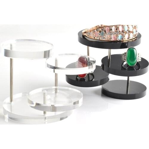 HOT New Jewelry Organizer Jewelry Display Stand Clear 3 Tray Acrylic Earring Bracelet Necklace Display Stand Shelf NDS