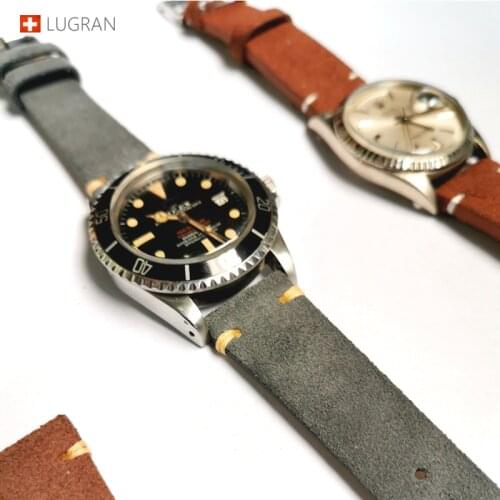 Original Lugrancredos Vintage Rough watch strap 19/20mm Handcraft High Quality Watch Band Genuine Leather