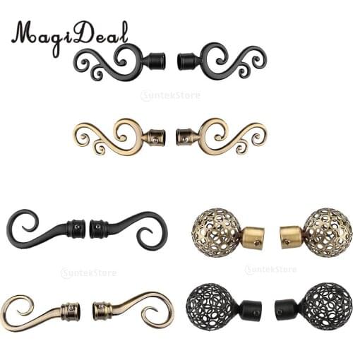 Pair 22mm Inner Dia. Drapery Curtain Panel Rod Pole End Caps Curtain Blind Accessories Finials for Window Decoration, 3 Styles