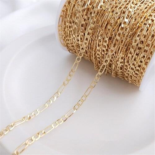 14K Gold Filled 3+1 flat chain Handmade loose chain DIY fashion necklace bracelet with chain jewelry materials