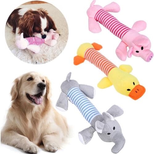 Plush Cute Pet Dog Chew Toys Dog Puppy Sound Squeak Toy Funny Pig Elephant Shape Chew Squeaky Toy OR Play Chew Ball Rope for Dog