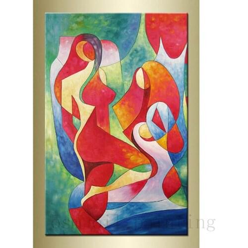 Handmade Harmony Modern Abstract Sexy Nude Oil Painting on Canvas Unique Wave Wall Artwork Canvas Pictures Decorative Home Hotel