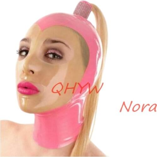 Sexy Exotic Lingerie Latex Rubber Face Mask Hoods Hood with Wigs Party Club Fetish Love Live Cosplay kakegurui