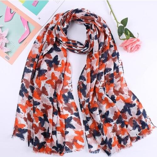 Lovely Animal Butterfly Pattren Fringe Viscose Shawl Scarf Soft Echarpes Foulard Wrap Stole Pashmina Bufandas Muslim Hijab Snood