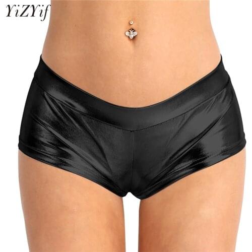 YiZYiF Faux Leather Shorts Women Metallic Booty Shorts, Fashion Shiny Bottoms for Dancing, Raves, Festivals, Costumes