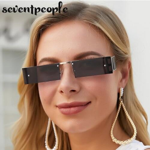 Rimless Rectangle Sunglasses Women 2021 Luxury Brand Channel Fashion Frameless Square Sun Glasses For Men Trendy Unique Eyewear