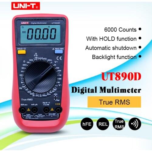 UNI-T UT890D Digital Multimeter True RMS AC/DC Voltage Current Resistance Testers temperature testing with LCD backlight display