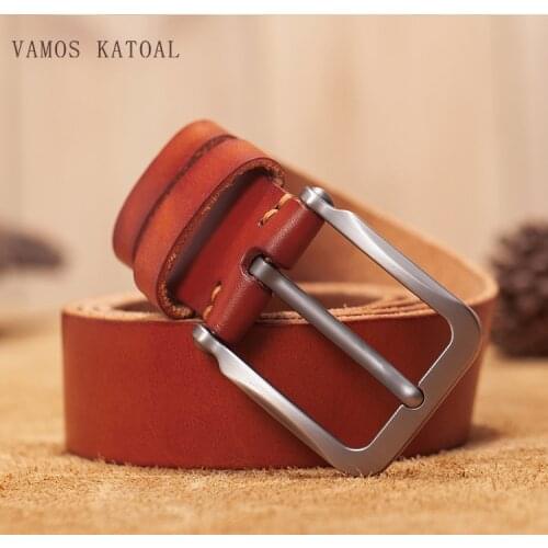 VAMOS KATOAL first layer cowhide men genuine leather belt luxury designer Waistband cowskin Strap male Jeans for man cowboy