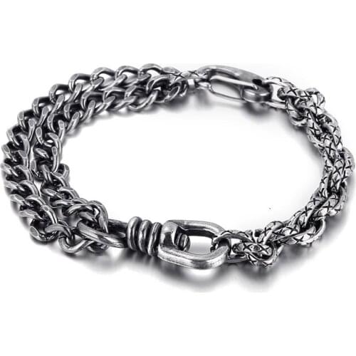 HAOLYNJOY Vintage Chain Mens Gothic Feature Combination Chain Stainless Steel Jewelry