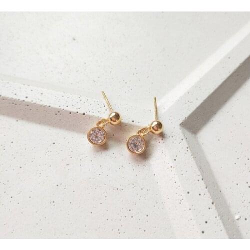 WTLTC 925 Sterling Sliver Cubic Zirconia Stud Earrings For Women Drop Small Tiny Studs Earrings High Quality Round CZ Earrings