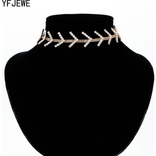 YFJEWE Women Full Rhinestone Pendant Jewelry Collar Necklace Arrow Line Wedding Clavicle Necklaces Choker Necklace N353