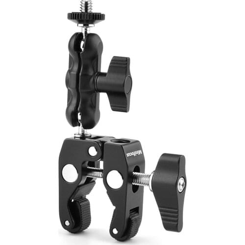 Camera Clamp Mount Monitor 360° Ballhead Magic Arm Super Clamp Double Ball Head Adapter for DSLR Camera Gopro Monitor LED Lights