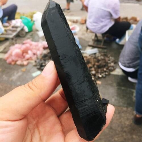 1pcs AAAAA Natural beauty of black quartz crystal cluster mineral specimens rare black crystal single - pointed pillars