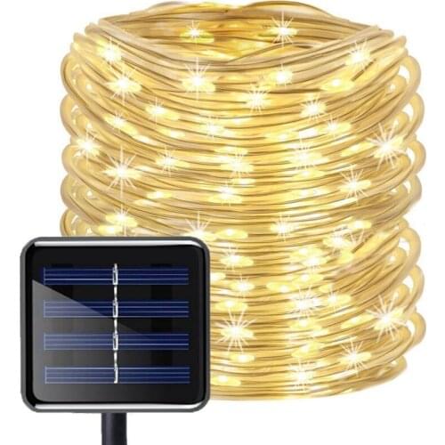 100 LEDs Solar String Light Waterproof Rope Tube Lights Outdoor Garden Tree Lamp