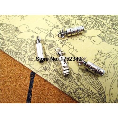 15pcs--Fire Extinguisher Charms, Antique Tibetan Silver 3D Fire Extinguisher charm pendants 23x8mm