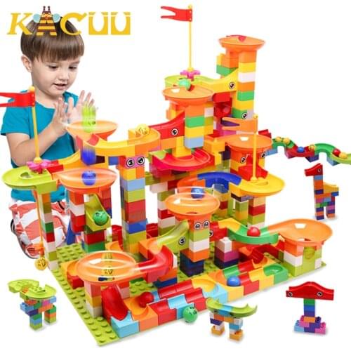 21 Styles Marble Race Run City Figures Building Blocks Big Size DIY Funnel Slide Blocks Bricks Toys For Children Kids Gift