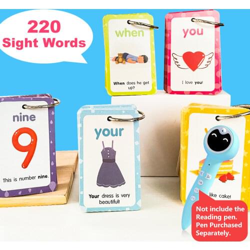 220 PCS English Sight Words Card Phonics Words Flashcards Learning Educational Toys for Children Juguetes Educativos Kids Games