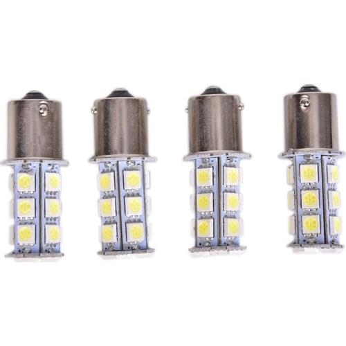 4pcs 15mm X 50mm White 1156 P21W BA15S R10W 18 LED 5050 SMD Tail Brake Signal Side Light Bulb 12V