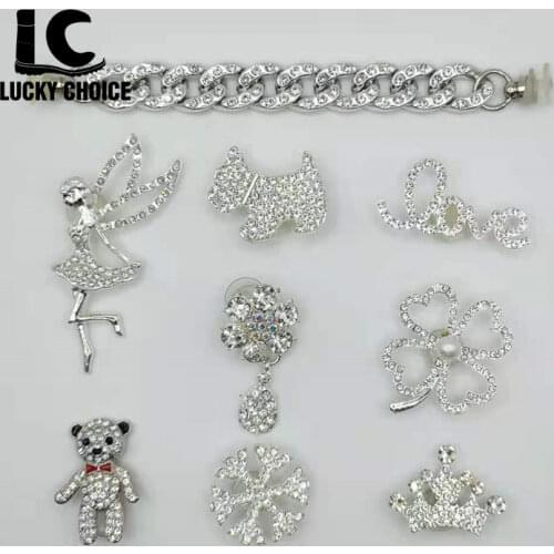5/10pcs Croc Charms Shoes Charm Silver Shoes Designer Croc Charms Bling Rhinestone for Gift for Clog Croc Jeans Decaration