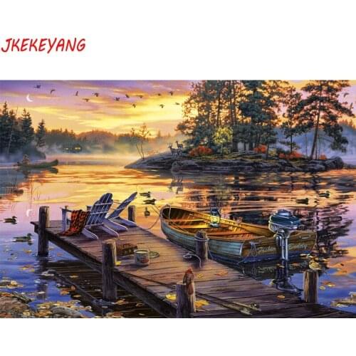 5D DIY square/round Diamond painting Forest lake Cross Stitch Diamond Embroidery Pattern Rhinestone J1908