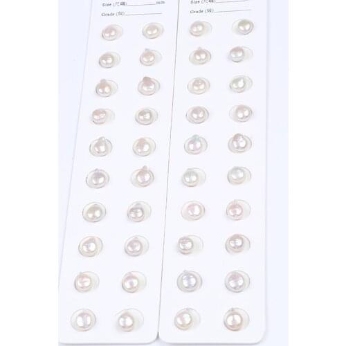 7-8-9mm White Natural Freshwater Coin Pearl Pair Of Flat Water Drop Beads No Hole DIY Earrings Pendant Bracelet Jewelry