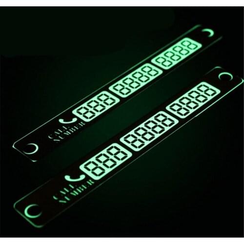 Car Styling Temporary Parking Card Luminous Calling Phone Number Cards Automobile Luminous License Plate With Sucker Plate
