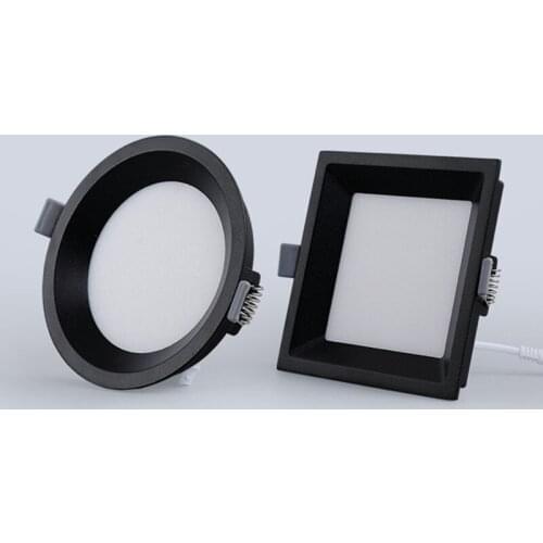 Black Embedded LED Panel Light bulb 5W 9W 12W 16W 22W Round Square LED Ceiling lamp Lights LED Downlight AC110V/220V