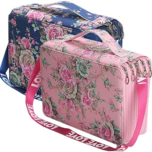 252 Slots Colored Pencil Case with Shoulder Strap and Zipper Pencil Holder Oxford Fabric Pen Organizer for Student or Artist