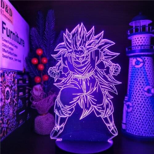Dragon Ball Z 3D Lamp SSJ Son Goku LED Night Light Home Decoration Anime Figure Lampara Led Manga Lampe Super Saiyan 3 DBZ Decor